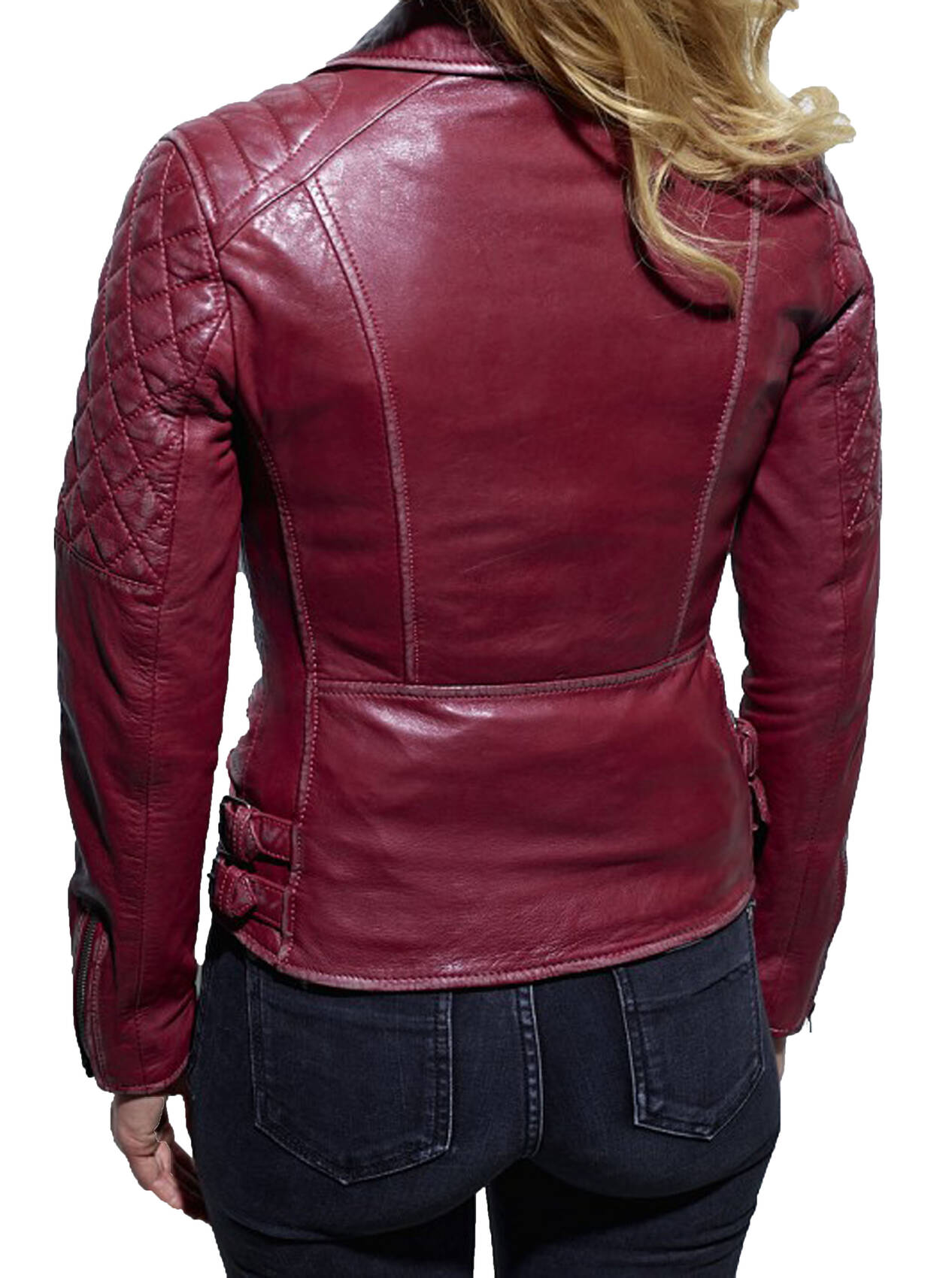 101462 rouge blouson cuir femme (1)