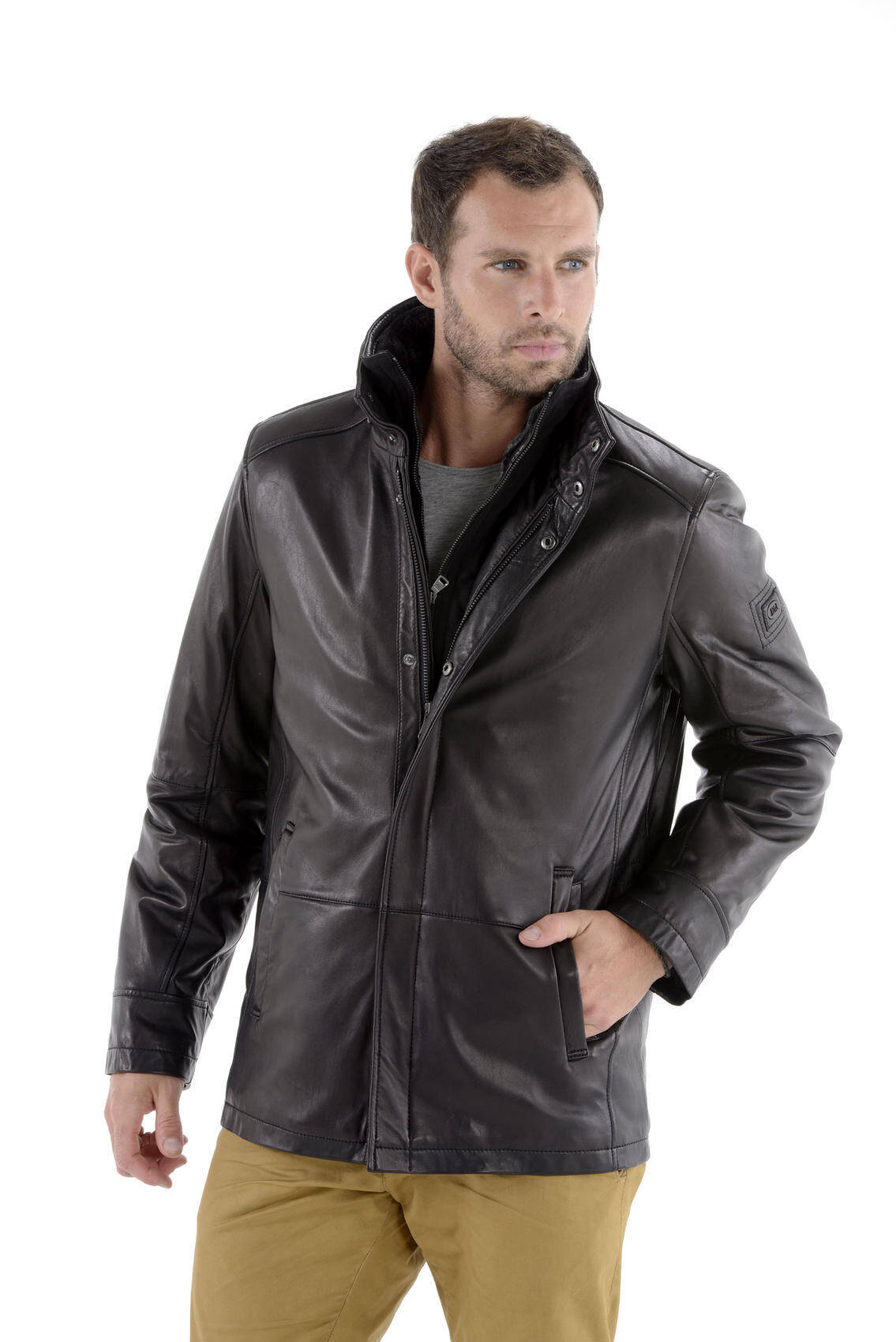 42526- blouson cuir homme noir presentation cuir