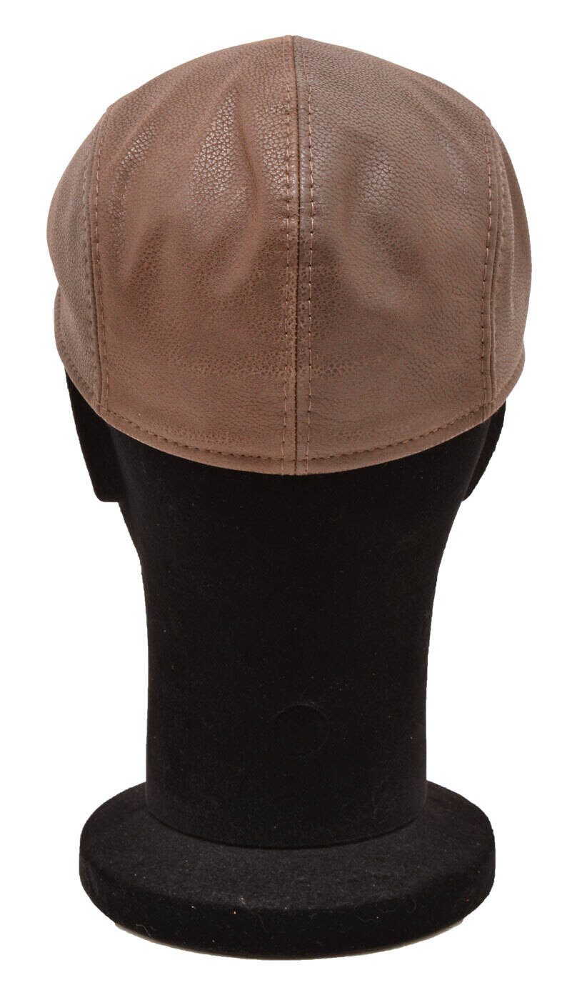 Berret cuir homme vachette marron casquette plate (7)