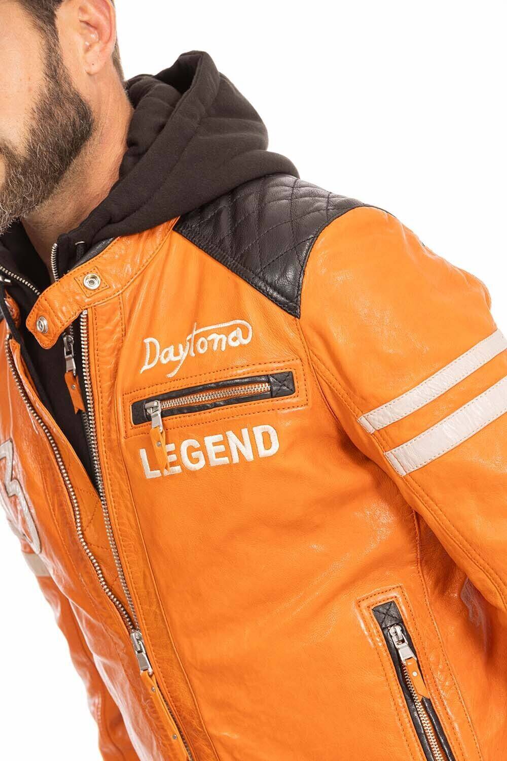 blouson cuir homme orange 102555 style motard a capuche (16)