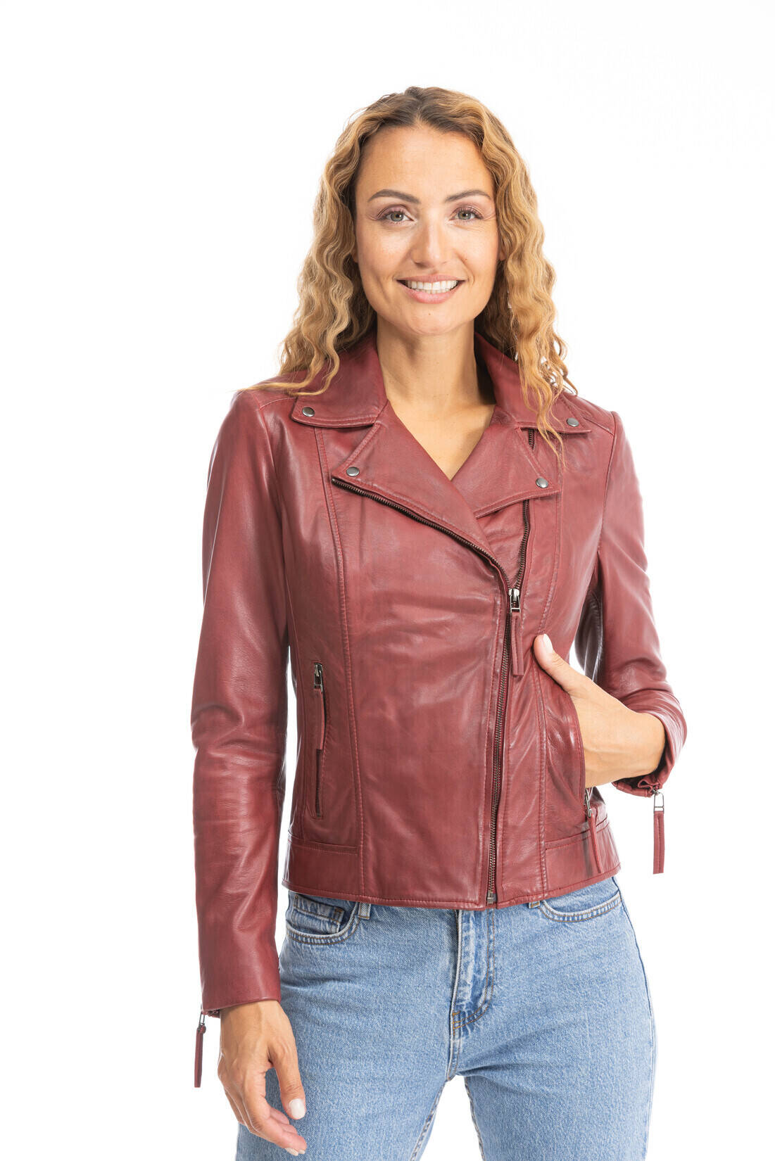 blouson cuir bella rouge (1)