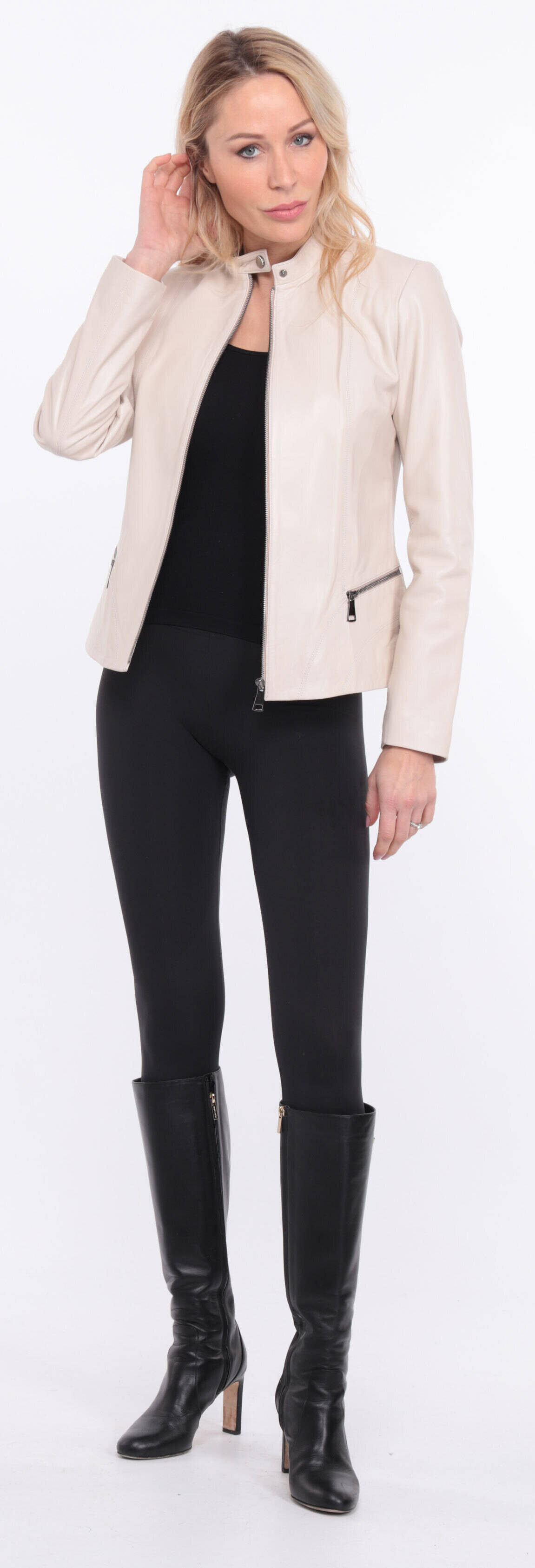 blouson cuir ecru christelle  (5)