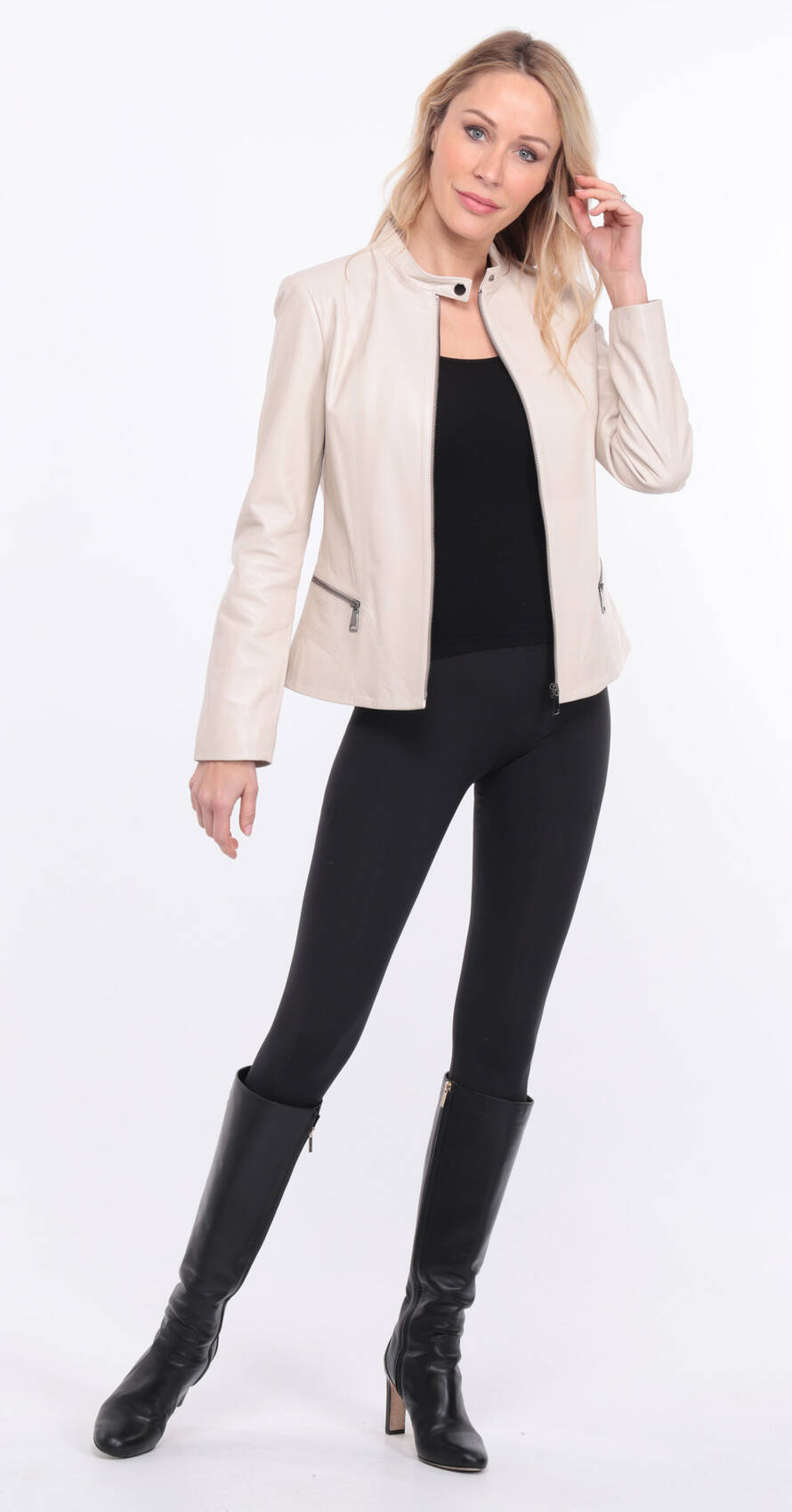 blouson cuir ecru christelle  (6)