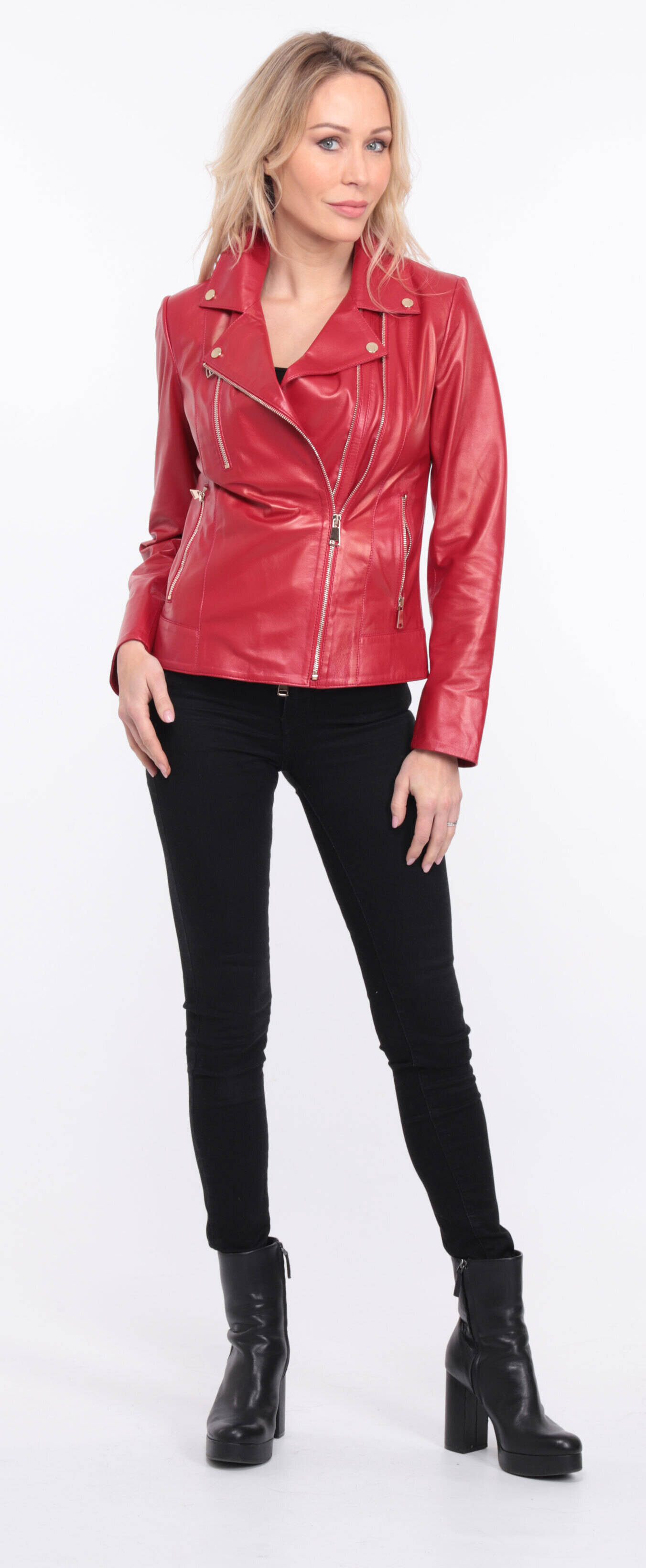 blouson cuir elsa rouge (4)