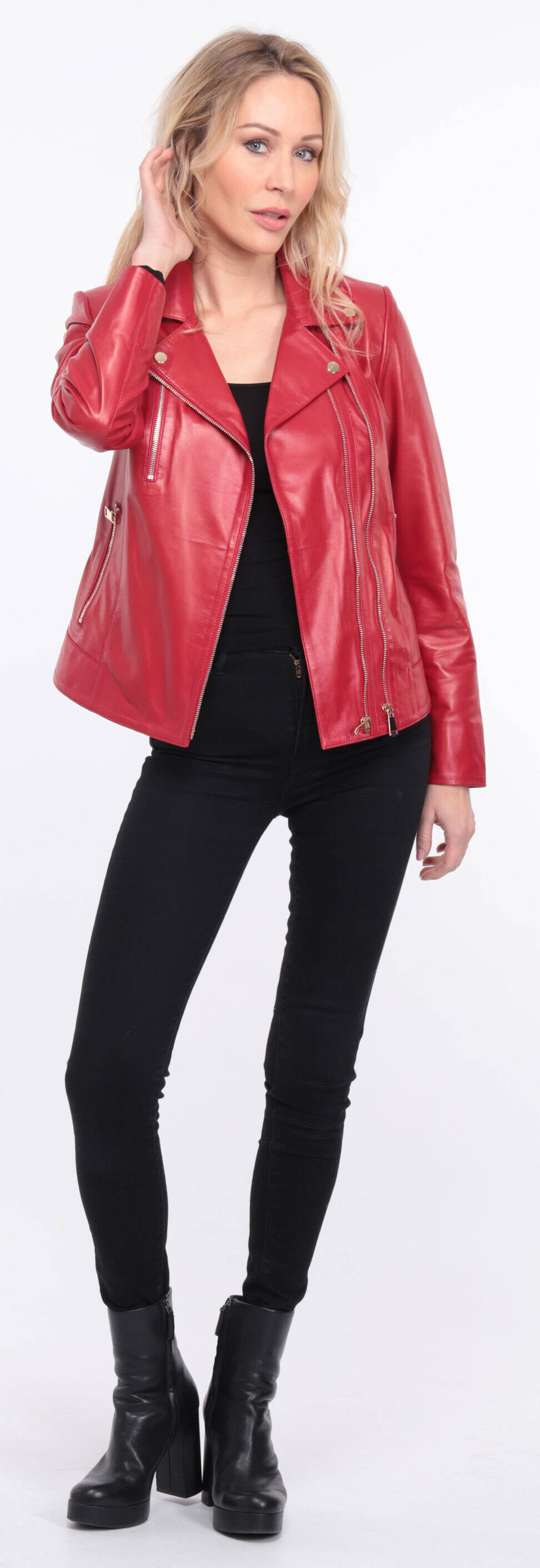 blouson cuir elsa rouge (7)