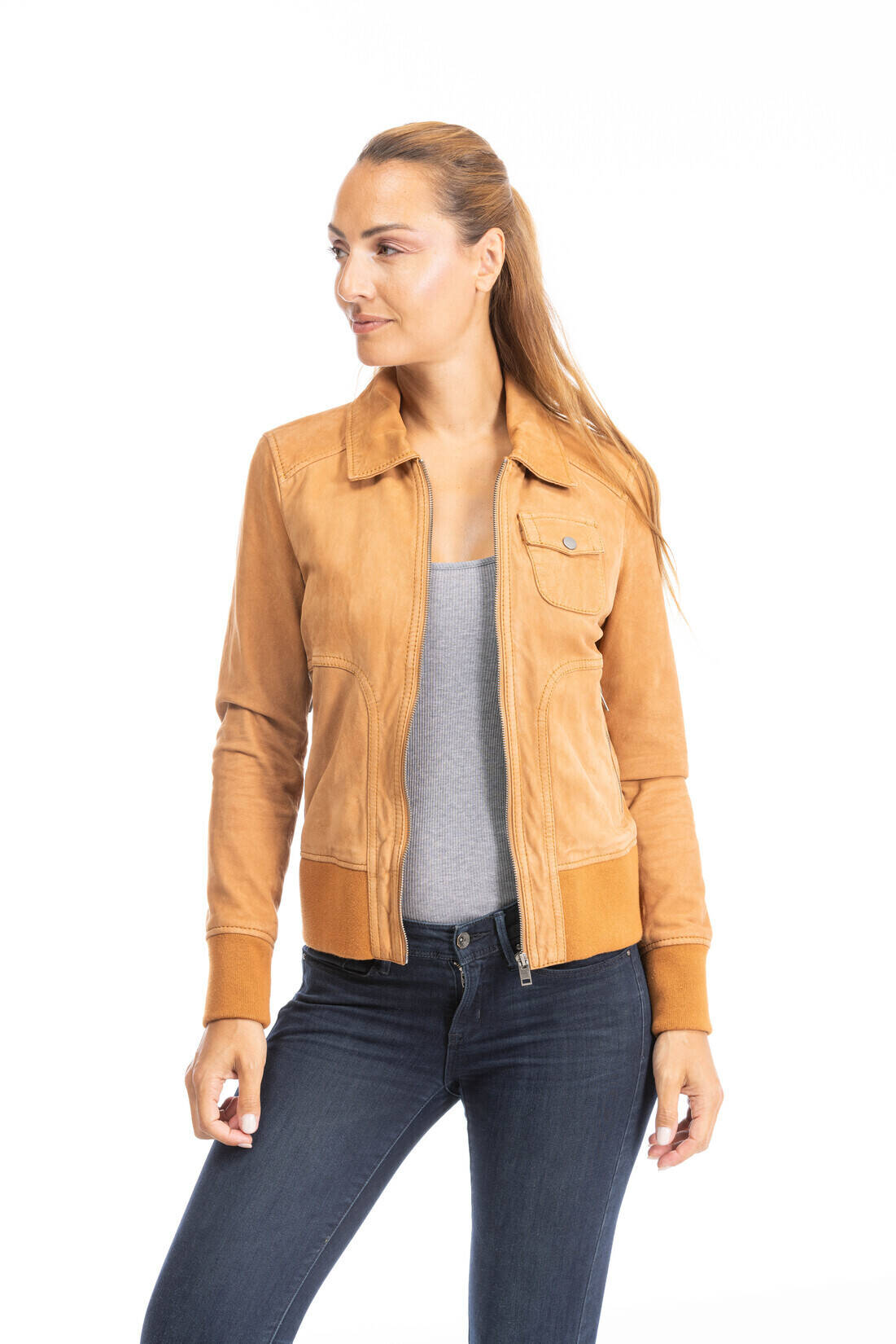 blouson cuir fauve 64490  (1)