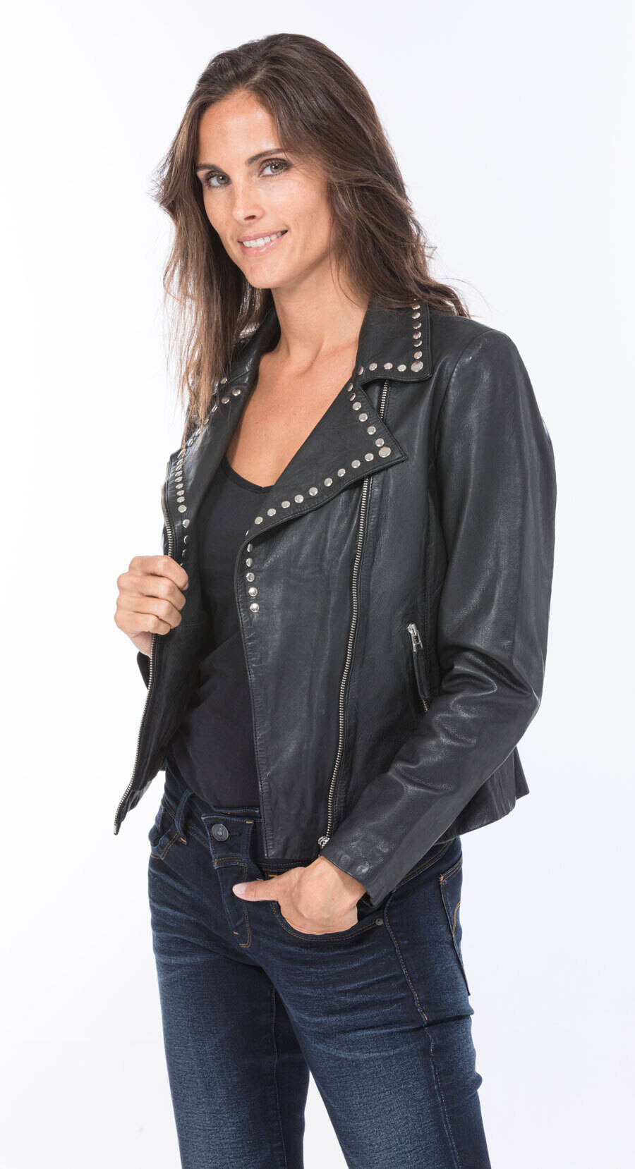 blouson cuir femme agneau noir style perf rock pippa (2)