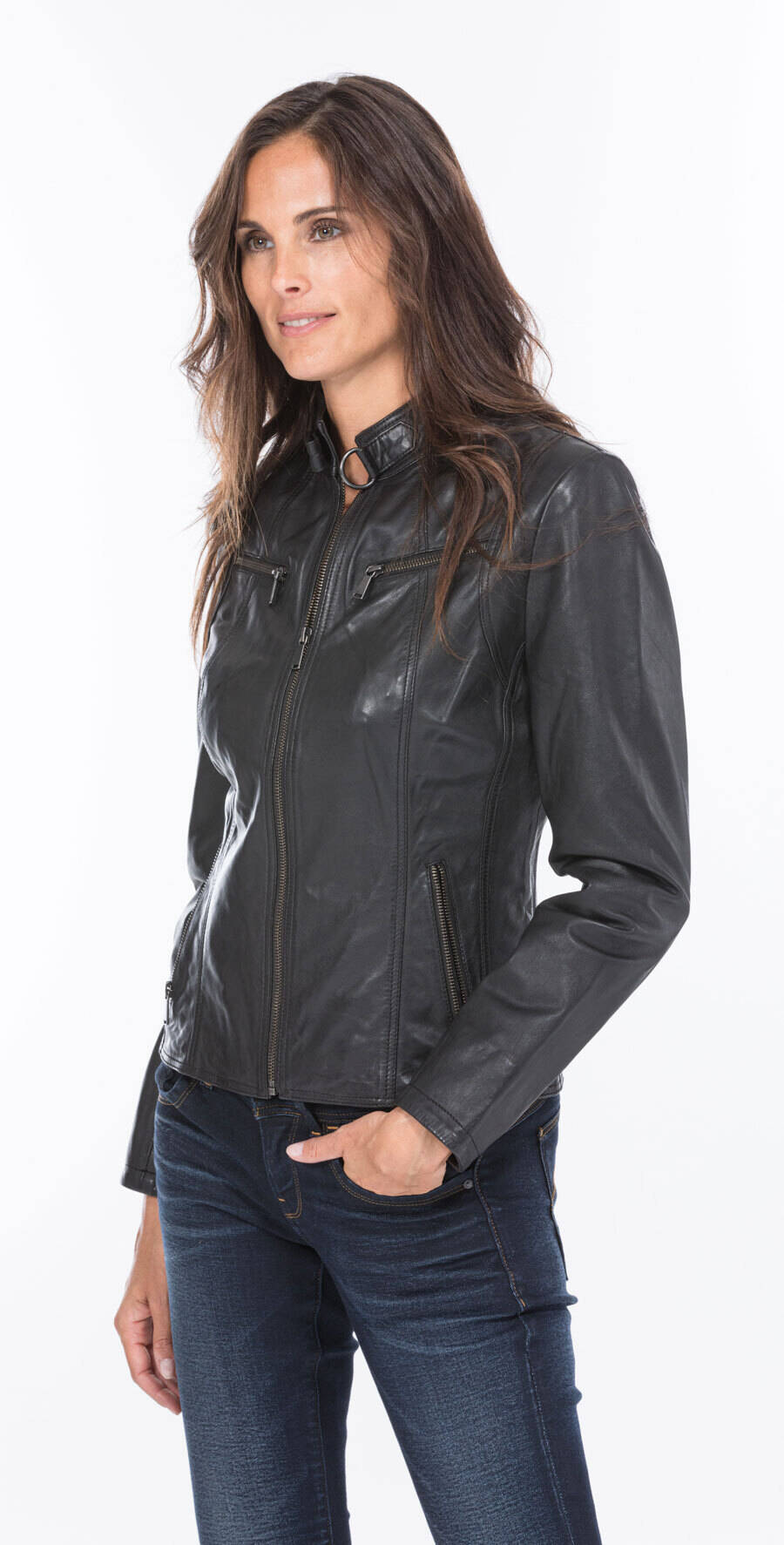 blouson cuir femme marie noir  (6)