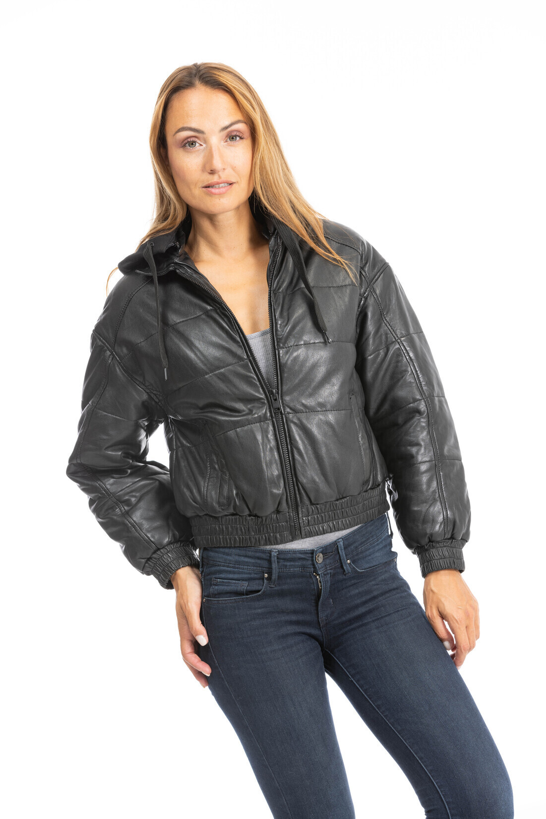 blouson cuir femme noir dacana (5)