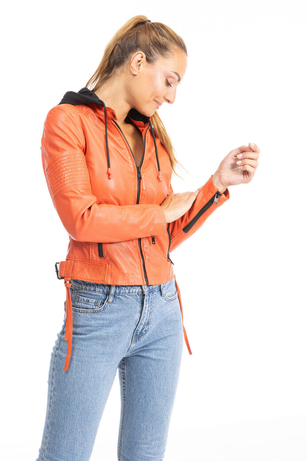 blouson cuir femme orange janin (9)