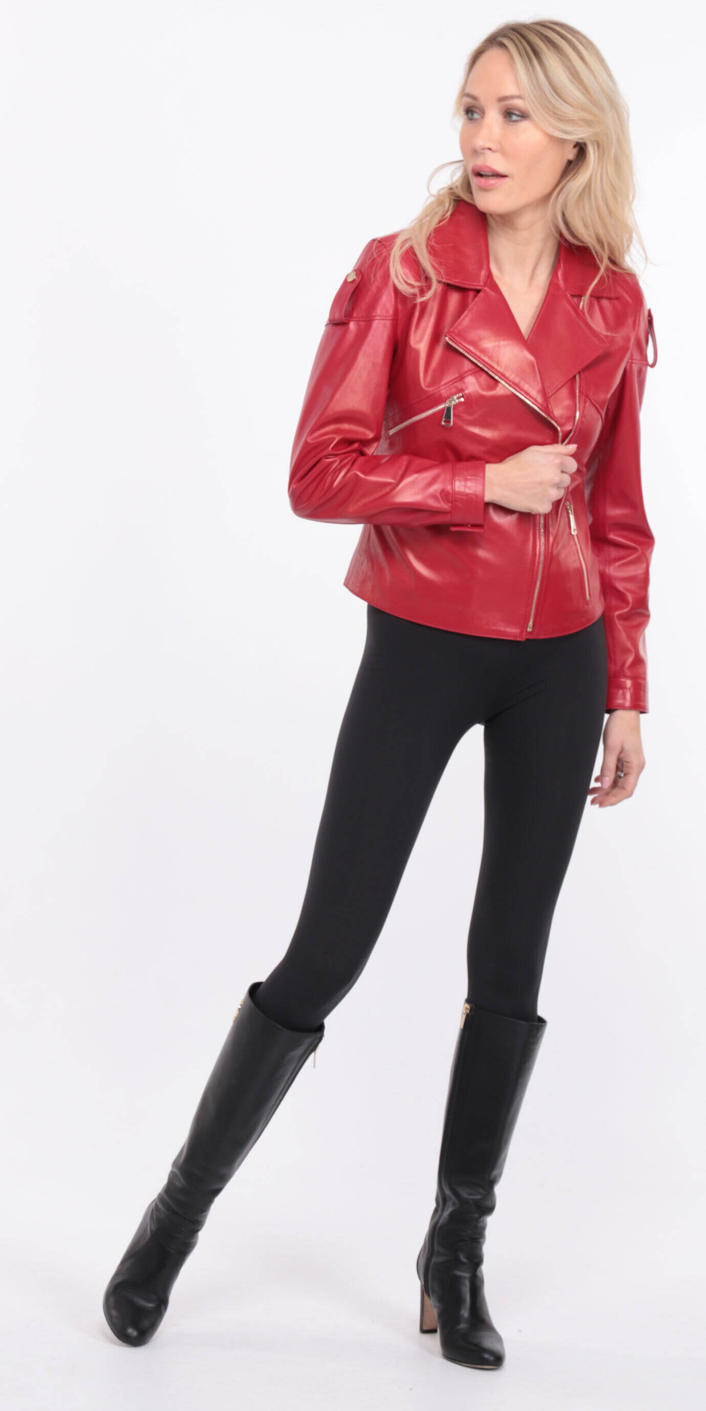 blouson cuir femme rouge lyna (9)