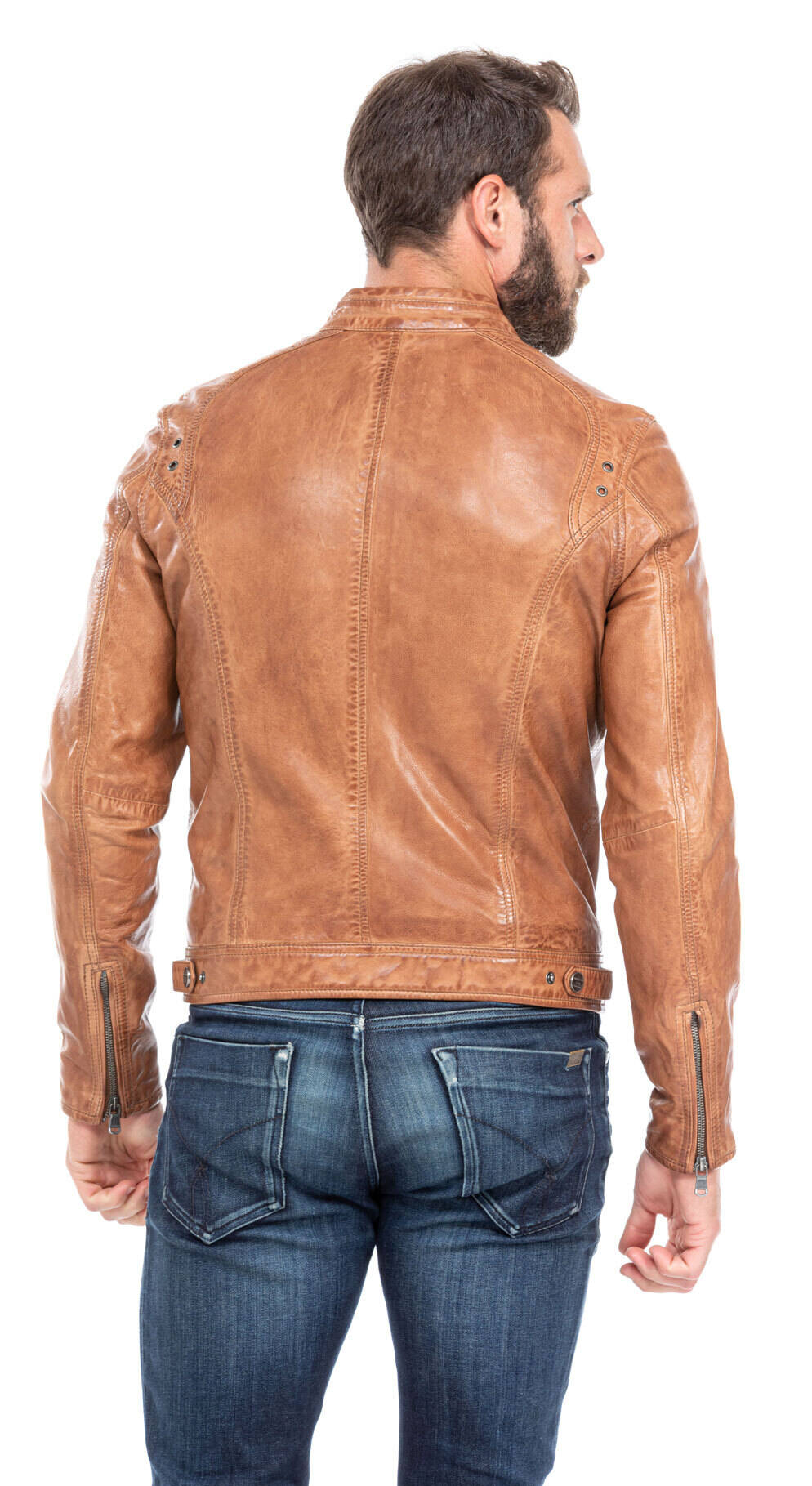 blouson cuir homme agneau cognac 100233 style motard (7)