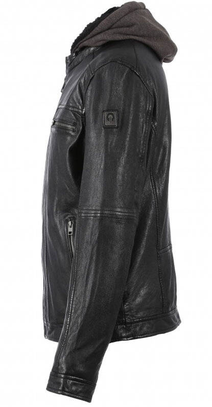 blouson cuir homme agneau noir à capuche oakwood 63036 (2)