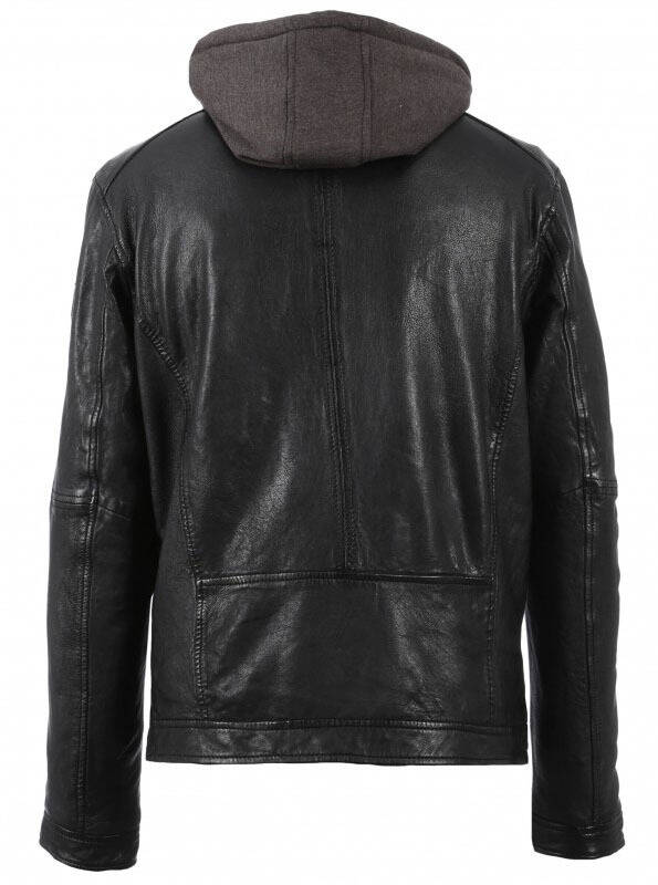 blouson cuir homme agneau noir à capuche oakwood 63036 (4)