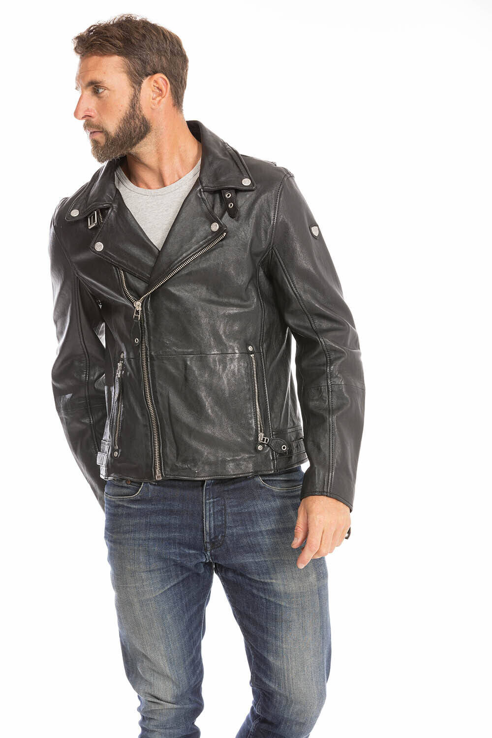 blouson cuir homme agneau noir mavric style perfecto (11)