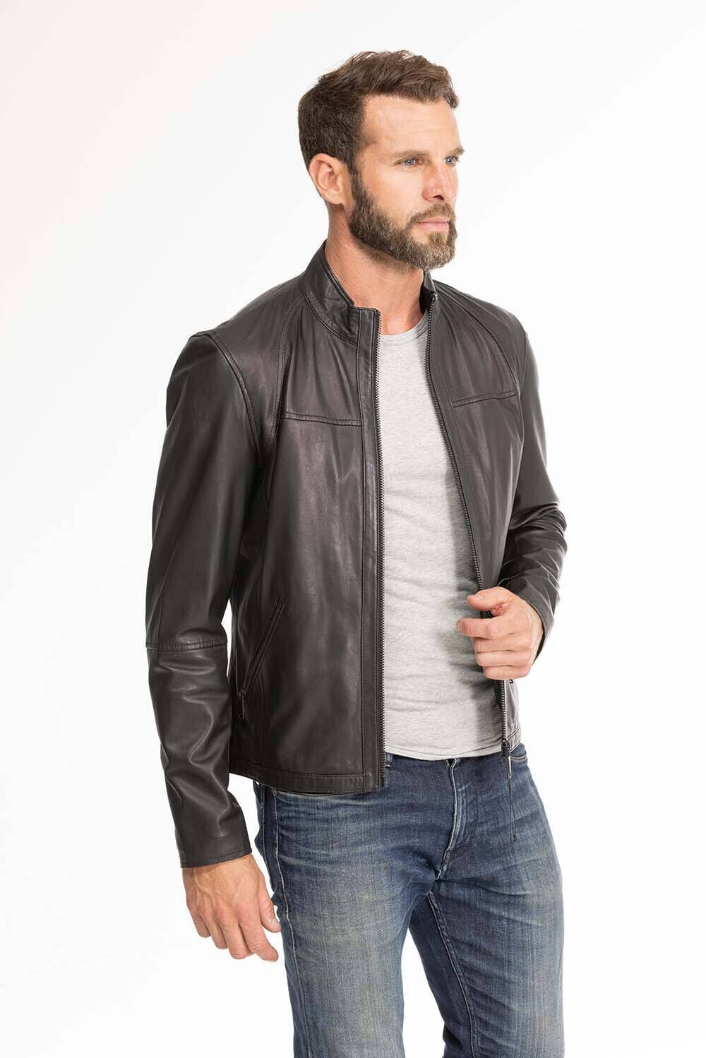 blouson cuir homme agneau noir miami (3)