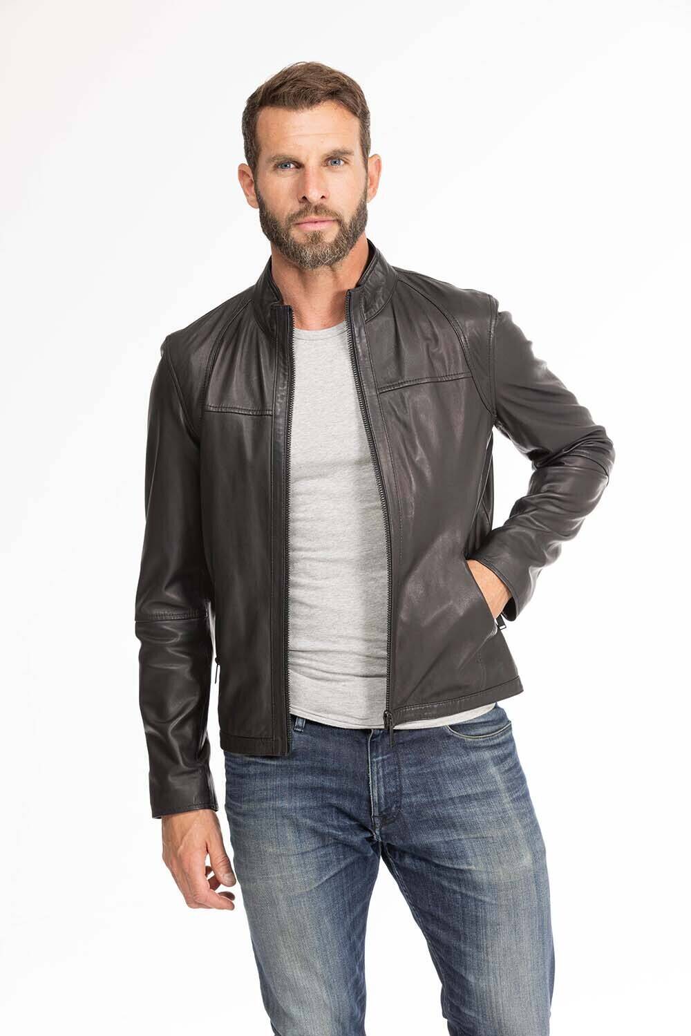 blouson cuir homme agneau noir miami (4)