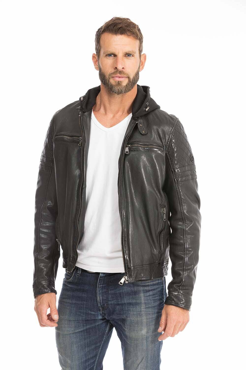 blouson cuir homme agneau noir ryde redskins (6)