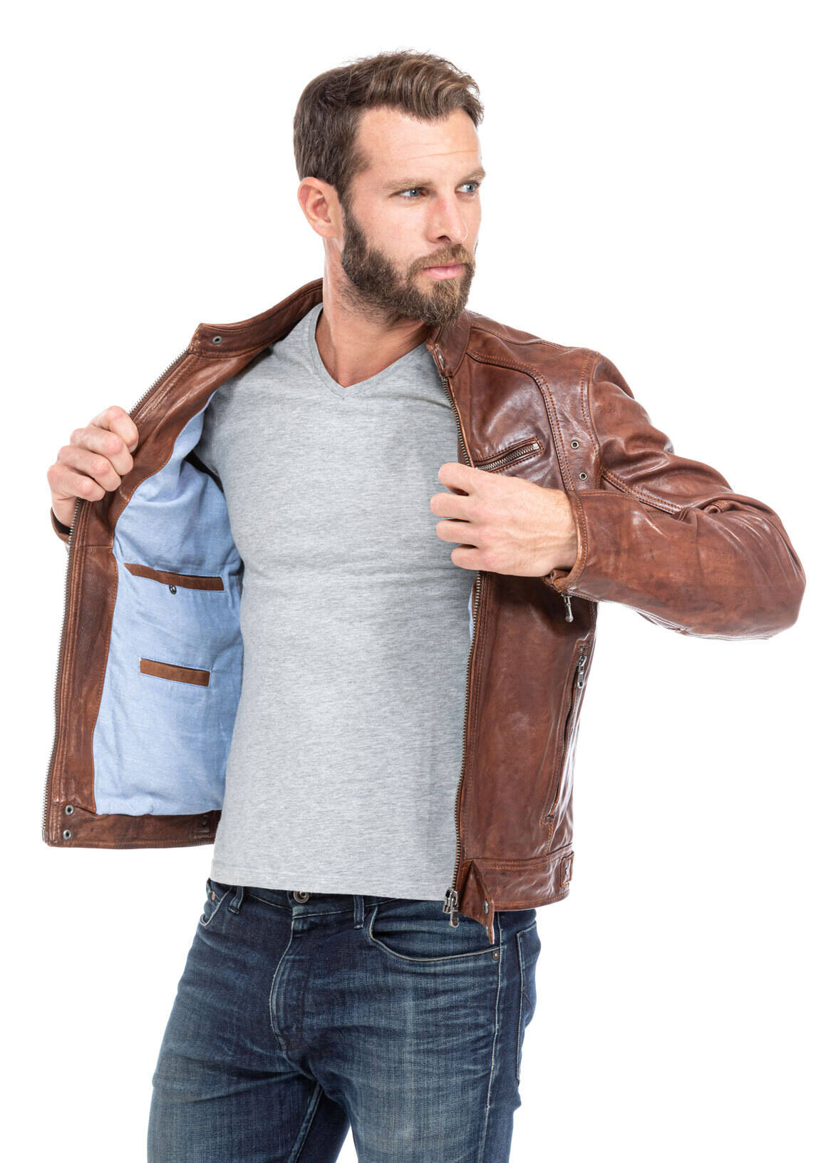 blouson cuir homme agneau tan florian style motard (9)