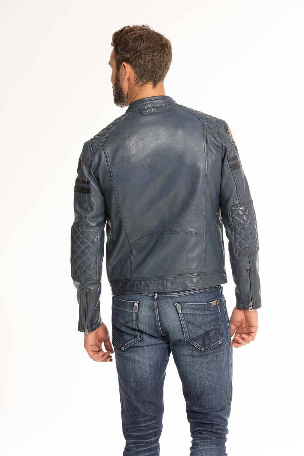 blouson cuir homme bleu 102831 style motard (6)