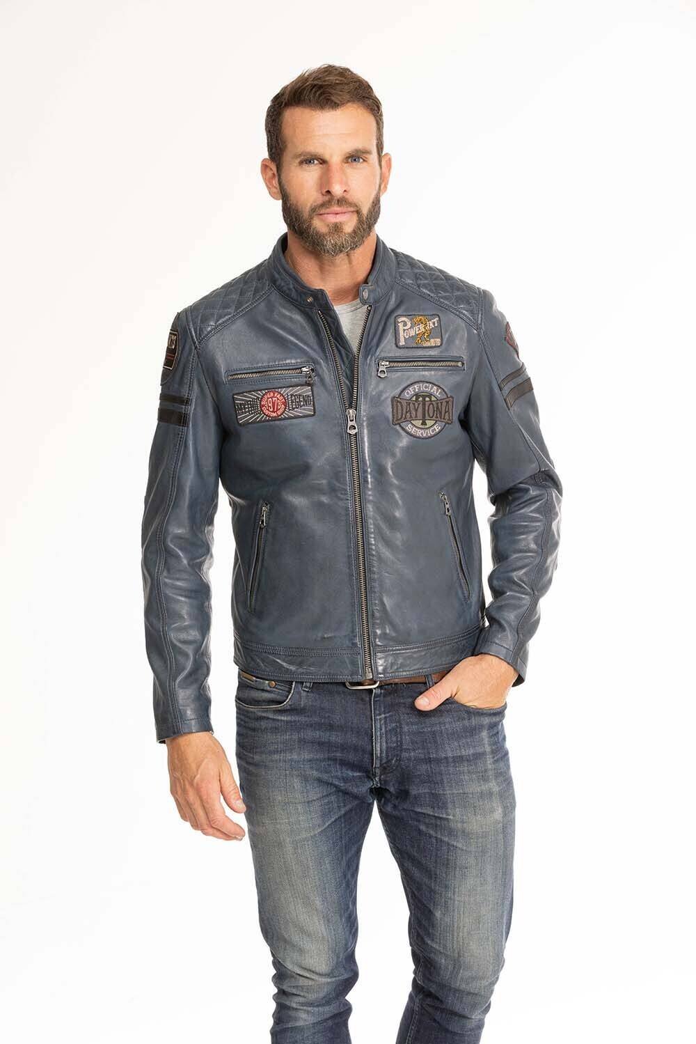 blouson cuir homme bleu 102831 style motard (9)