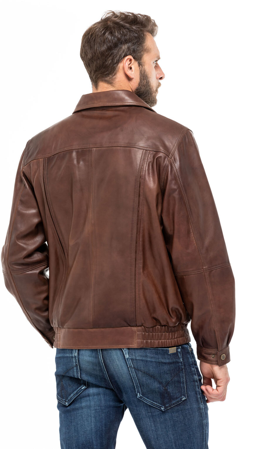 Blouson cuir homme diplomate c469 classique mannequin (5)