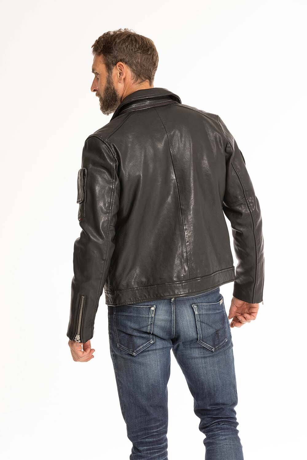 blouson cuir homme jaegger noir patrouille de france (5)