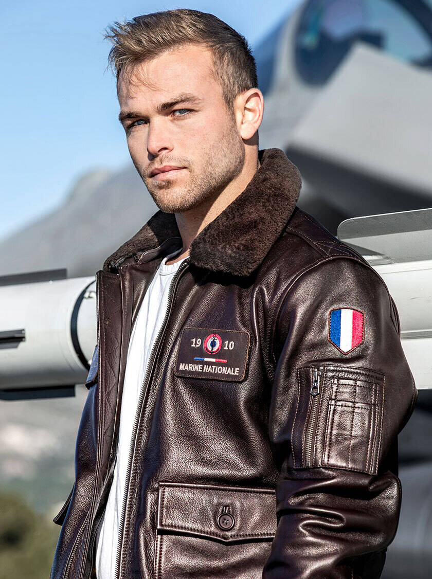 blouson cuir homme marine nationale 102493 marron (1)