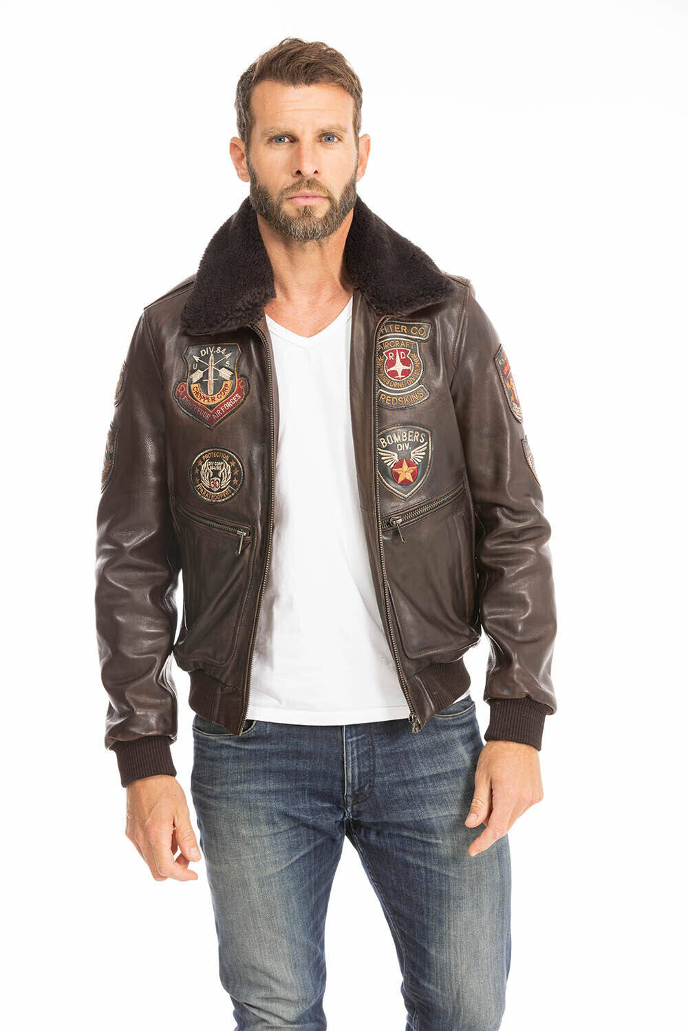 blouson cuir homme marron avia style pilote aviateur (1)