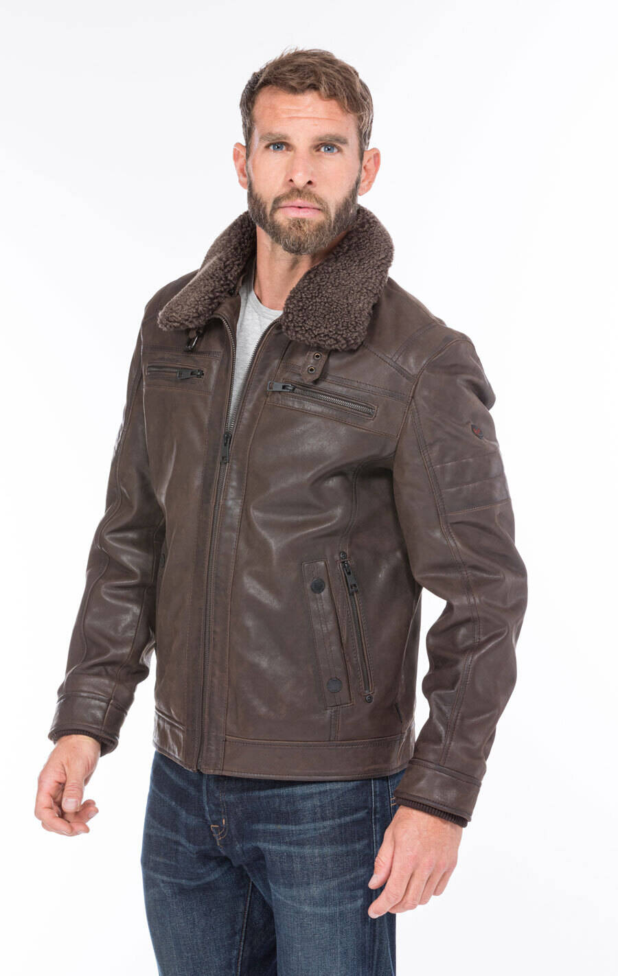 blouson cuir homme marron damien  (4)