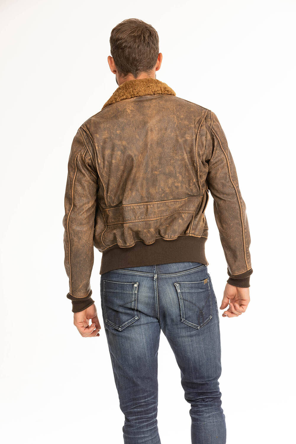 blouson cuir homme marron vieilli avenger cockpit (5)