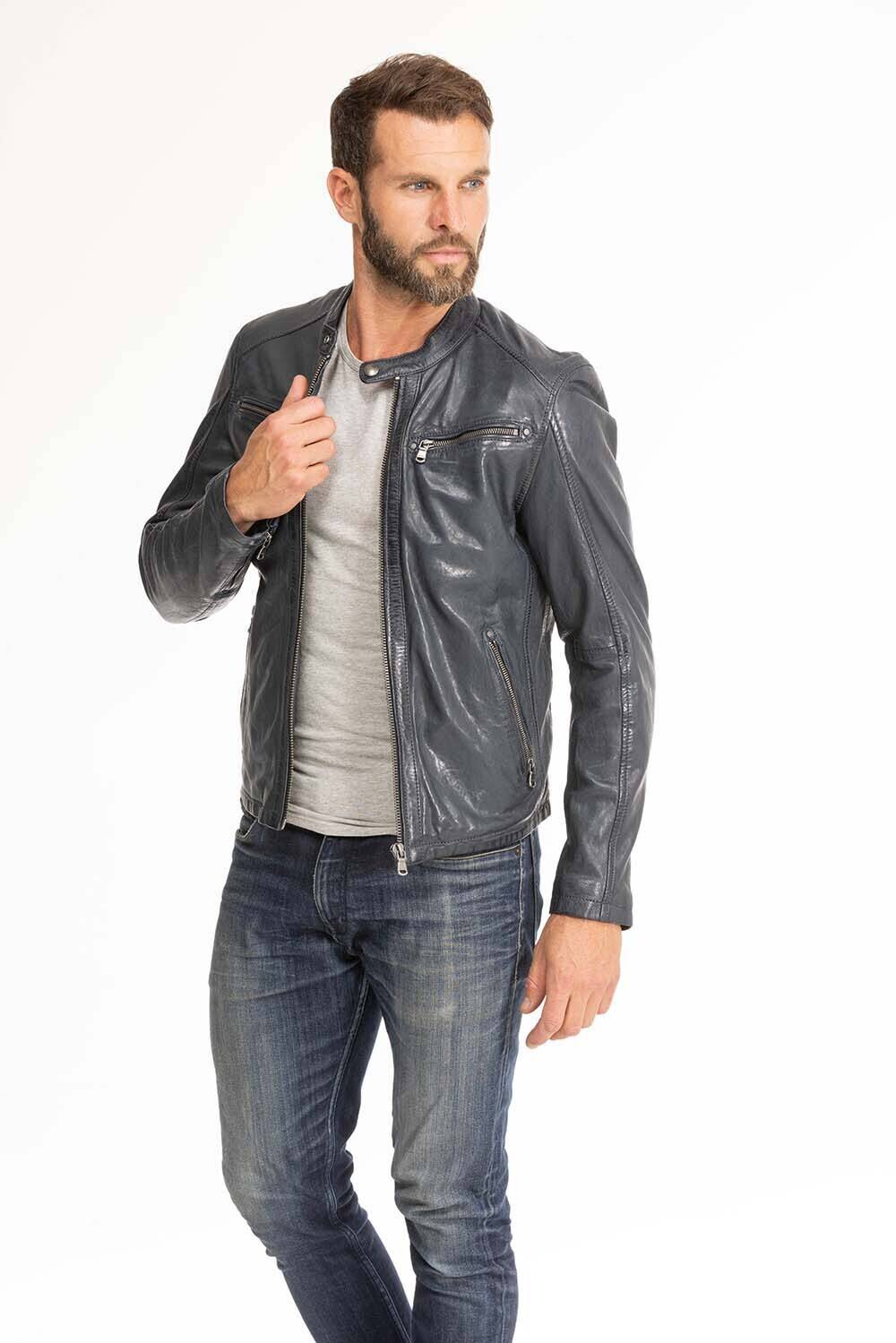 blouson cuir homme navy gafi (3)