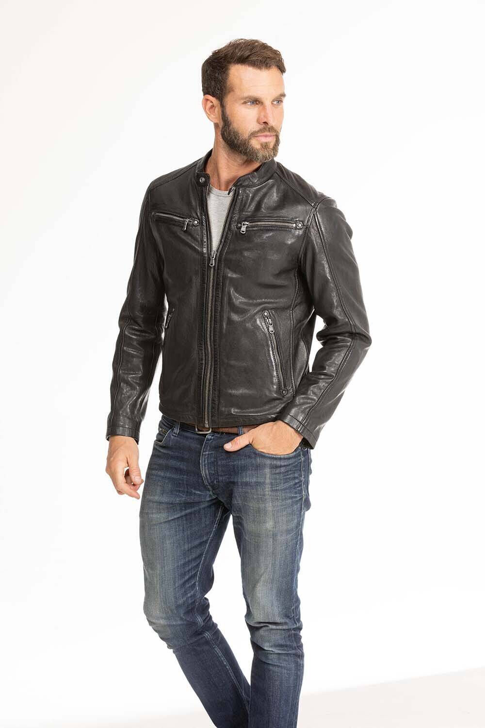 blouson cuir homme noir Gafi  (14)