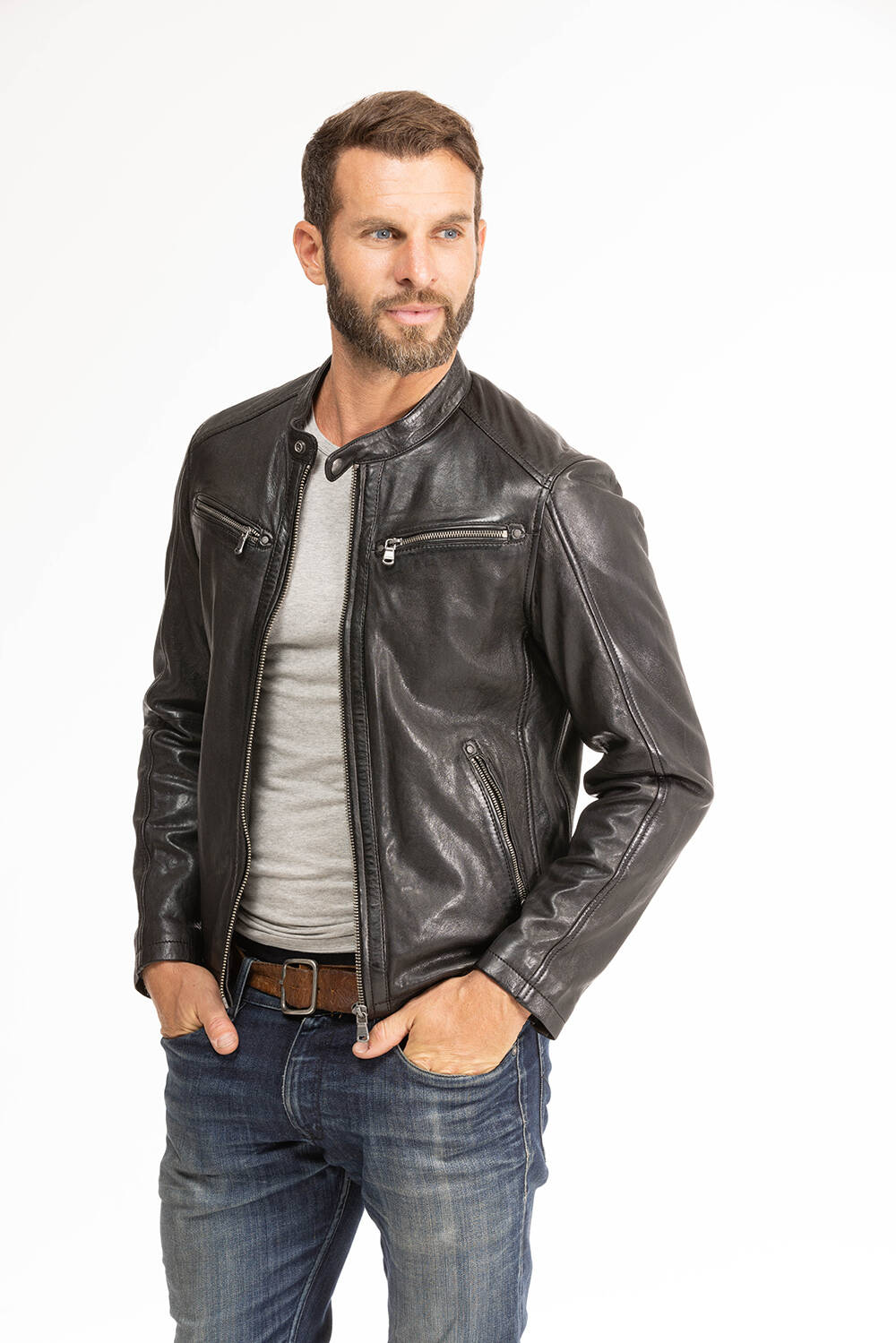 blouson cuir homme noir Gafi  (2)