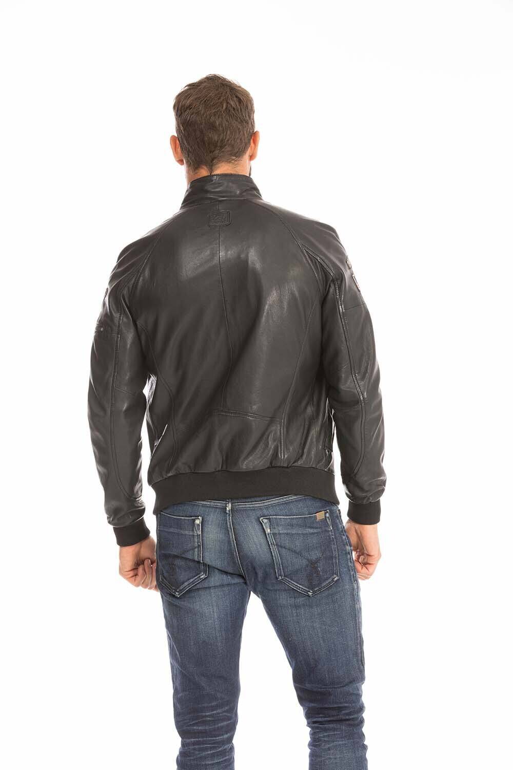 blouson cuir homme noir harry style pilote (5)