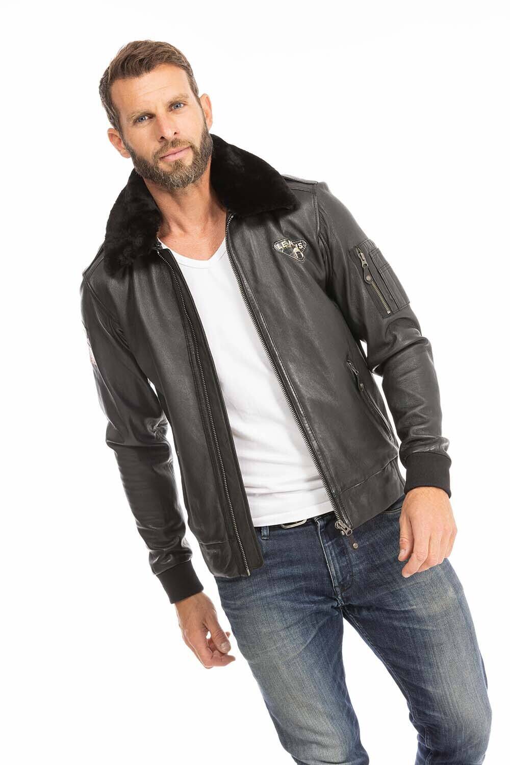 blouson cuir homme noir john style pilote (5)