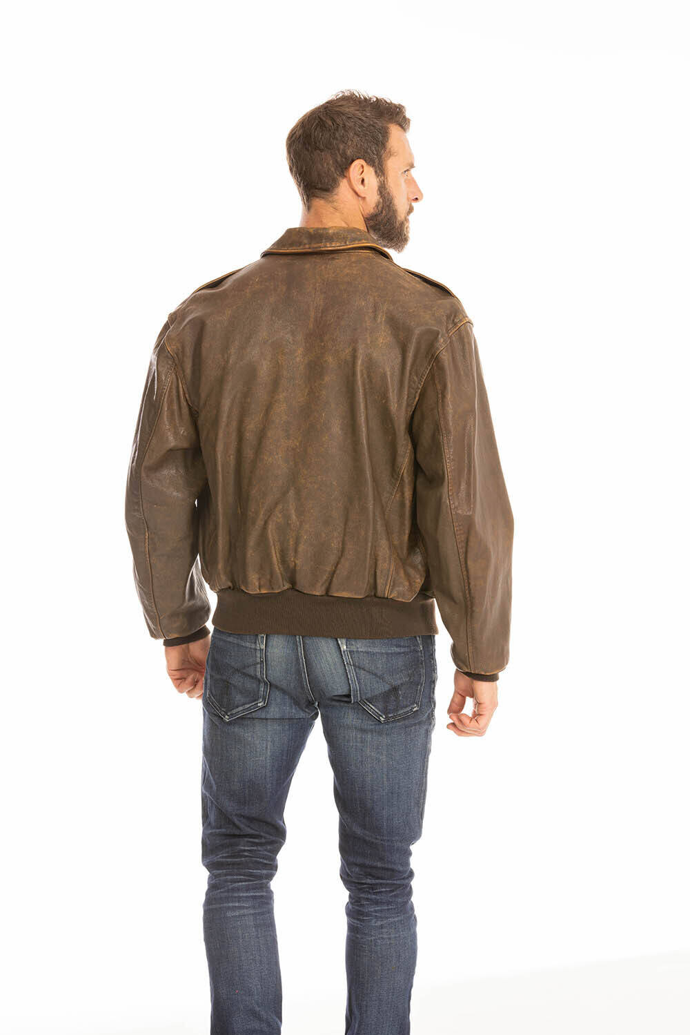 blouson cuir homme pilote aviateur marron vieilli mustang cockpit (8)