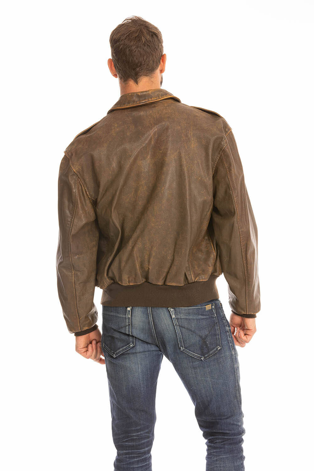 blouson cuir homme pilote aviateur marron vieilli mustang cockpit (9)