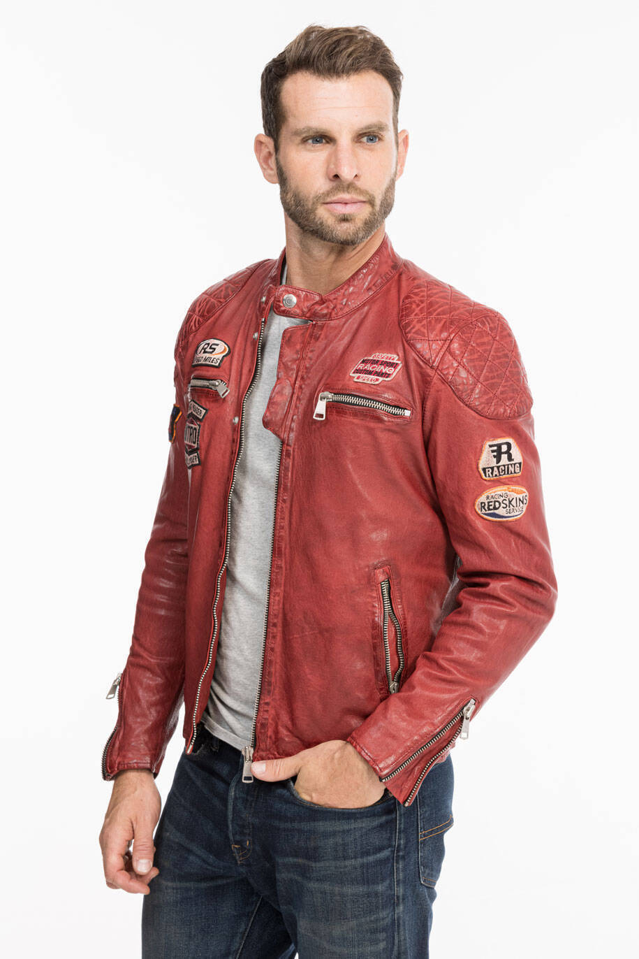 blouson cuir homme redkins rouge rf 132 (2)