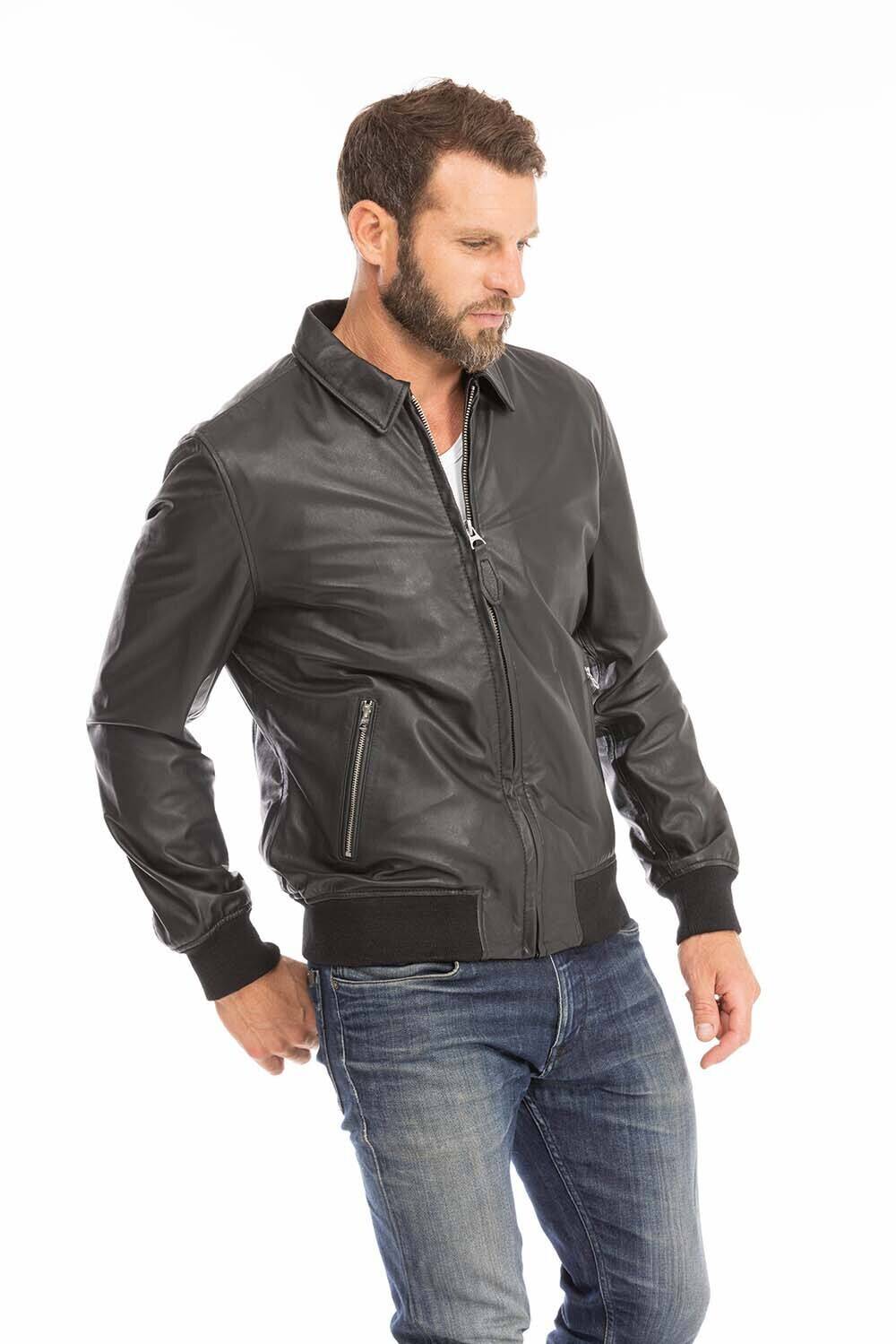 blouson cuir homme schott noir lc yales style pilote (6)