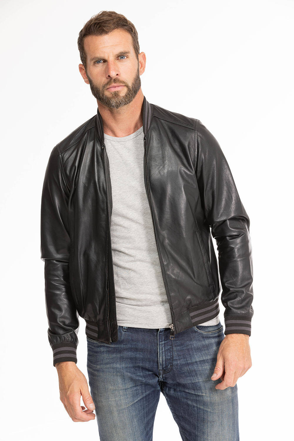 blouson cuir homme style bombers redskins noir dives (1)