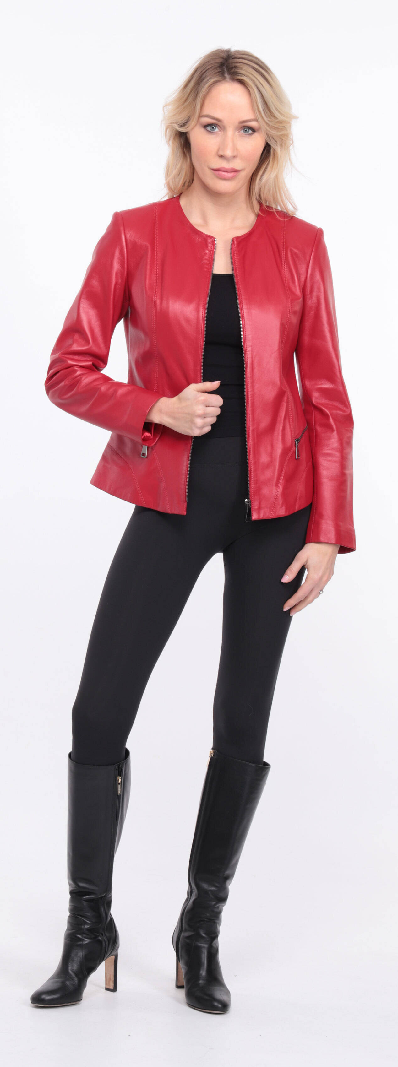 blouson cuir rouge chrsista (6)