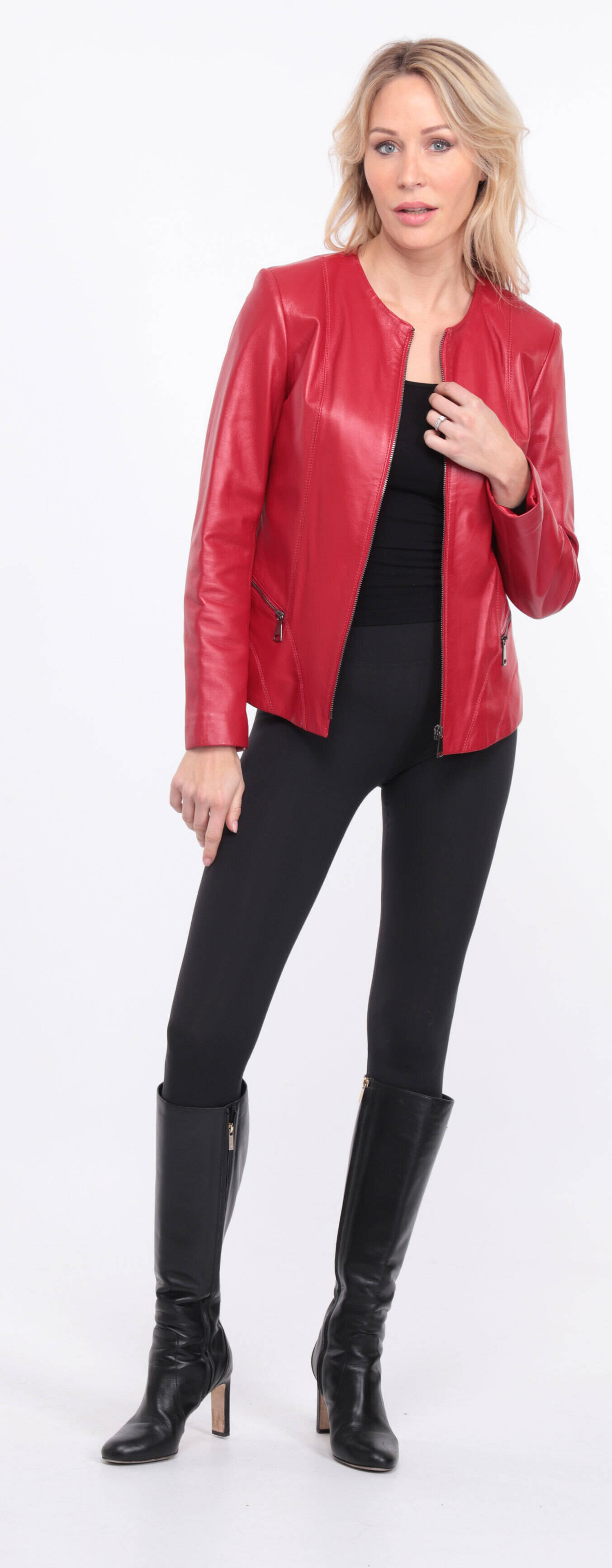 blouson cuir rouge chrsista (7)