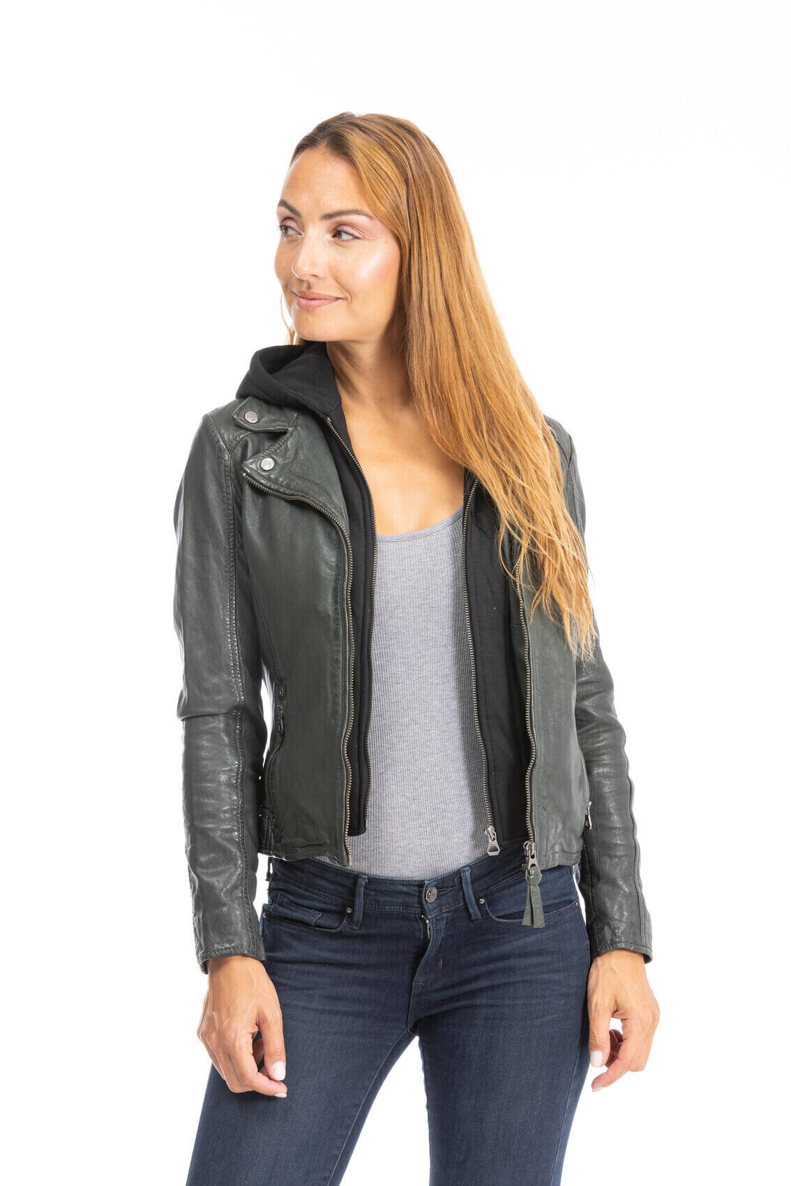 blouson cuir yvie olive (3)