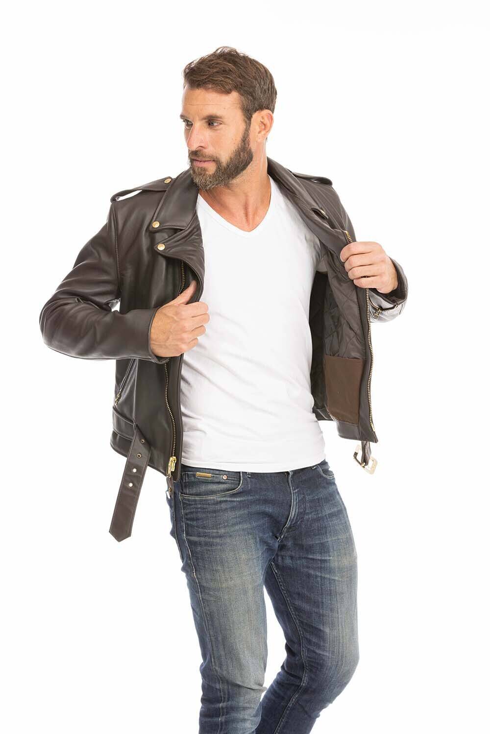 blouson perfecto cuir homme marron schott 618 (9)