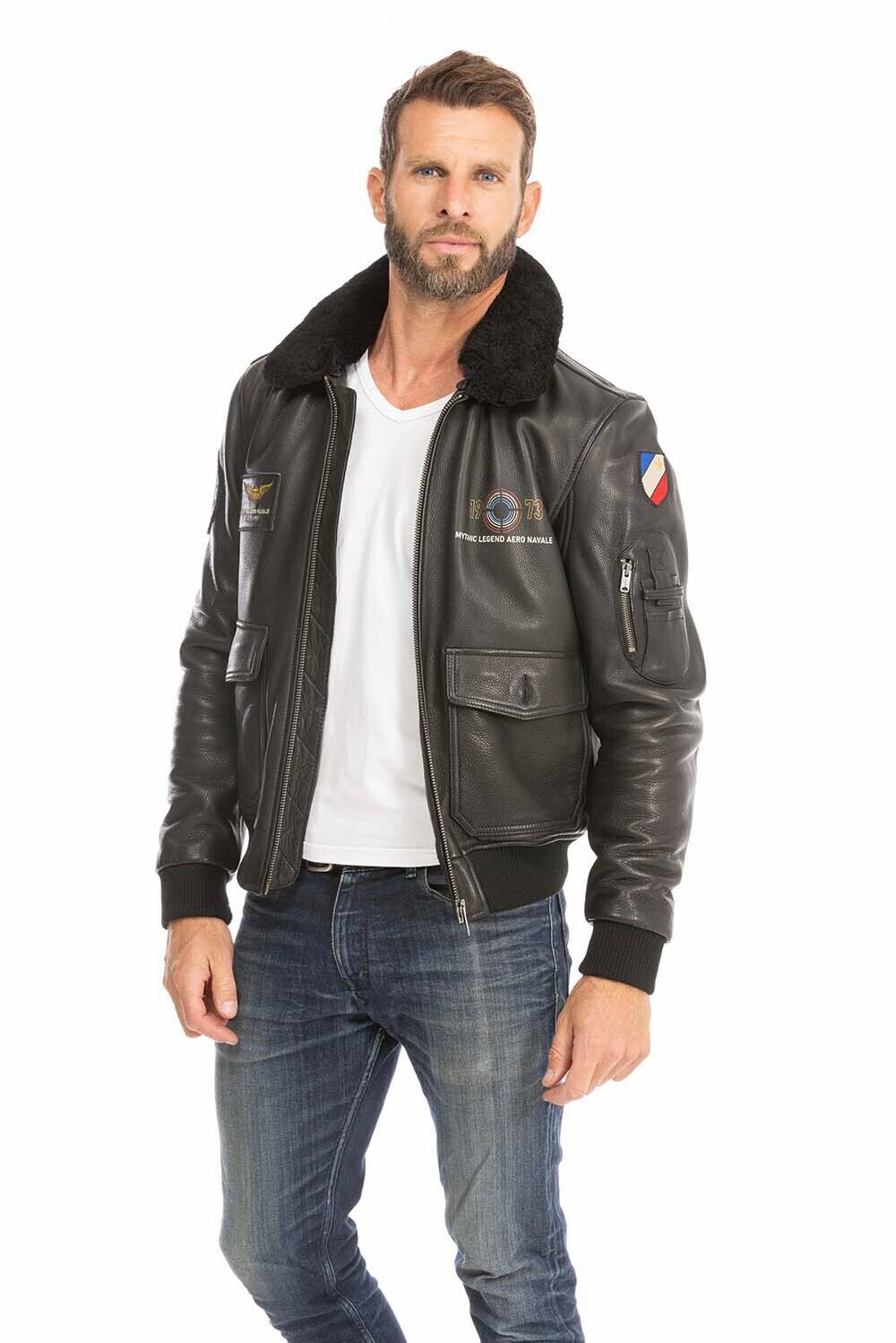 blouson pilote aviateur homme noir 102424 (5)