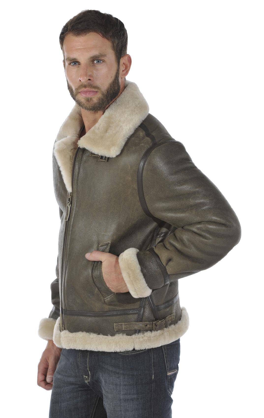 blouson en cuir de mouton pour homme style bombardier mode bombardier yag biais