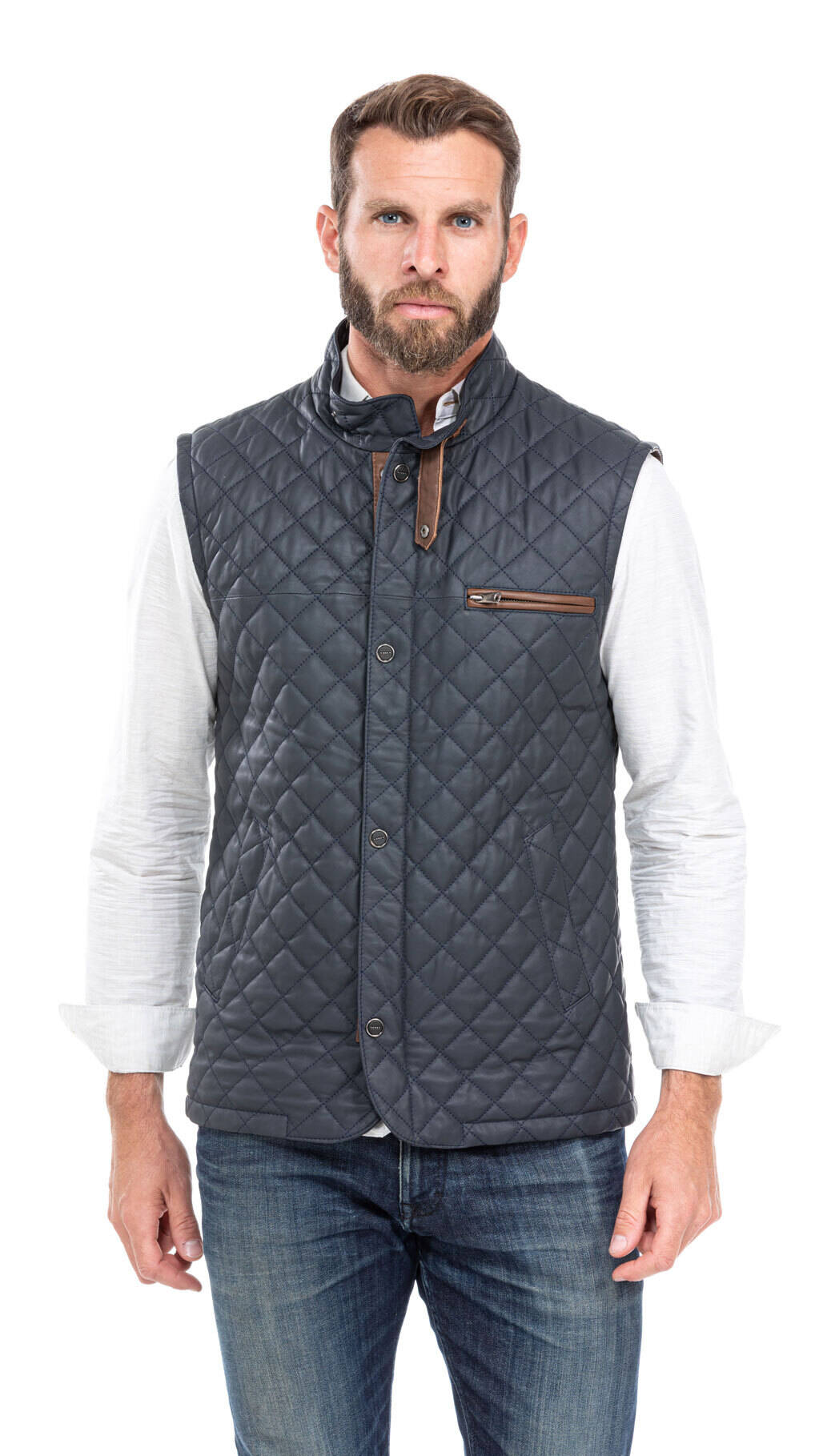 gilet cuir homme bleu marine sans manches classique e08 (9)