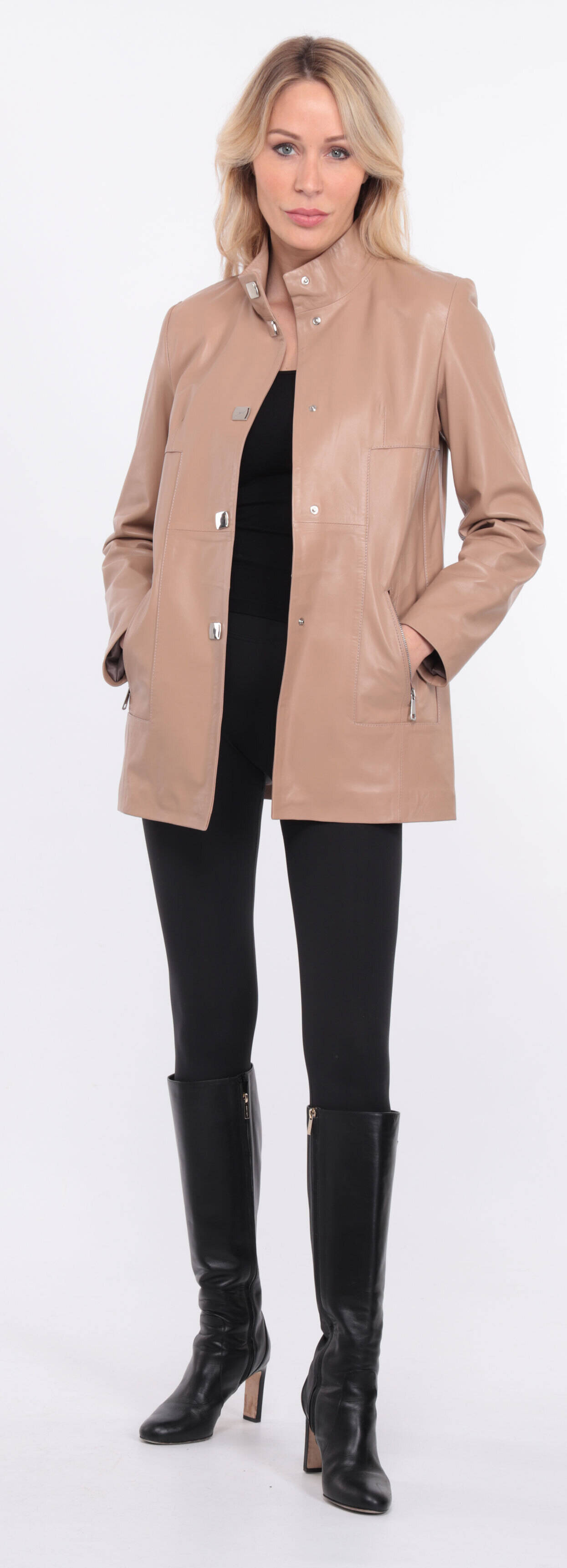 manteau cuir olivia beige  (10)