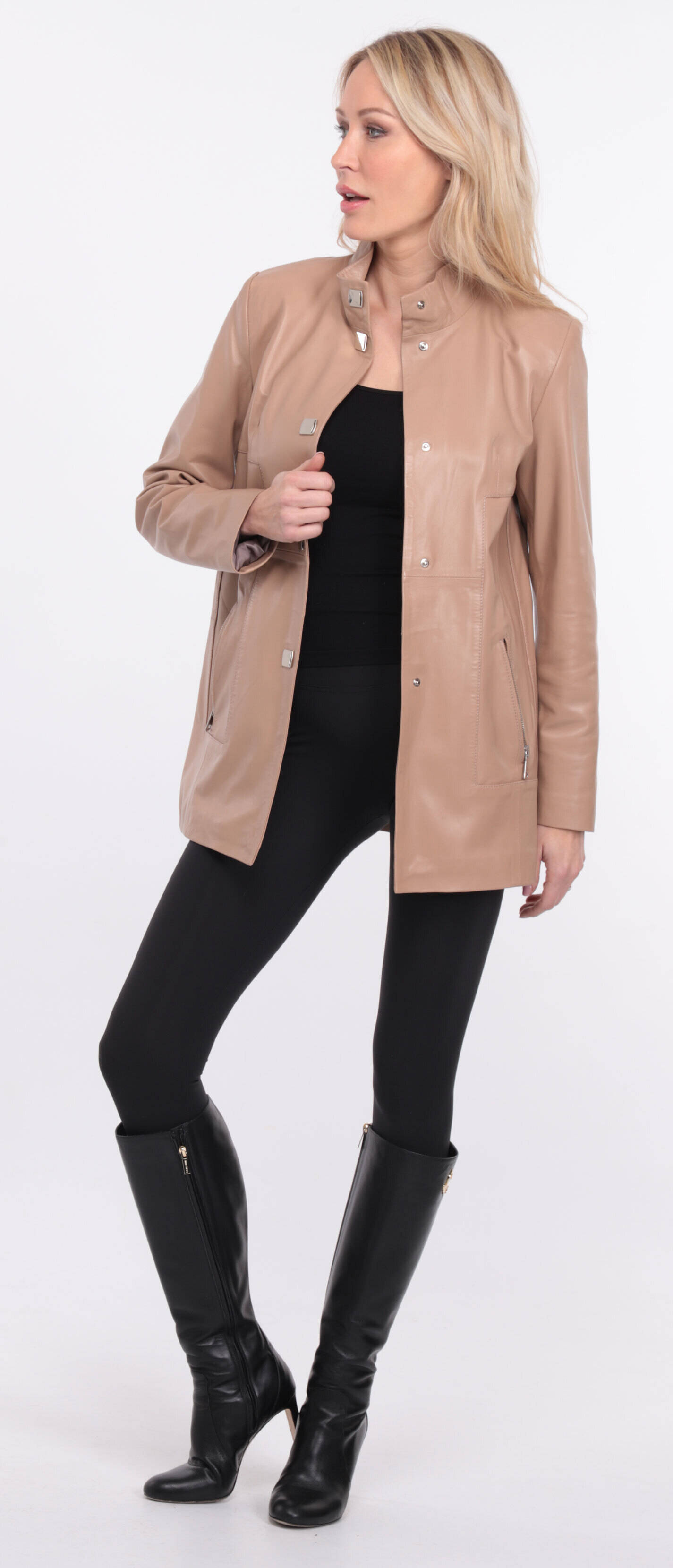 manteau cuir olivia beige  (14)